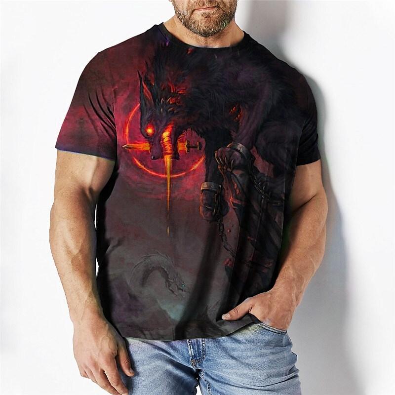 Vintage tričko Pánské letní krátké 3D topy s potiskem lva 2022 pánské oversized oblečení trička s výstřihem do O Výstřih The Boys Tee Streetwear