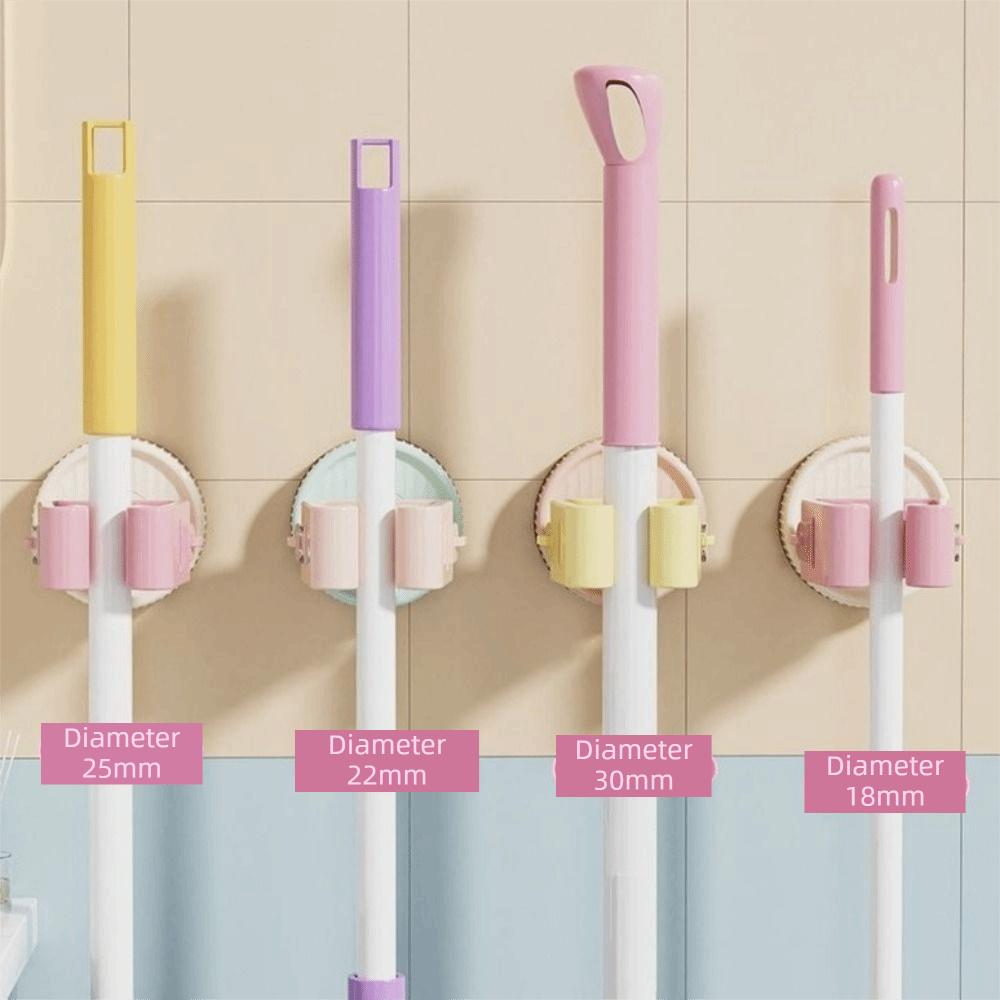 3PCS Plastic Suction Cup Mop Holder Wall Mounted Space Saving Mop Clip Waterproof Broom Storage Brackets Living Room