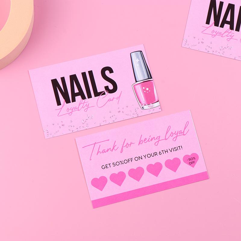 Carte de vizită pentru unghii 10/50 buc. Apăsați pe unghii. Carte de fidelitate pentru unghii. Cartelă de reducere pentru unghii. Accesorii pentru unghii. Instrumente.