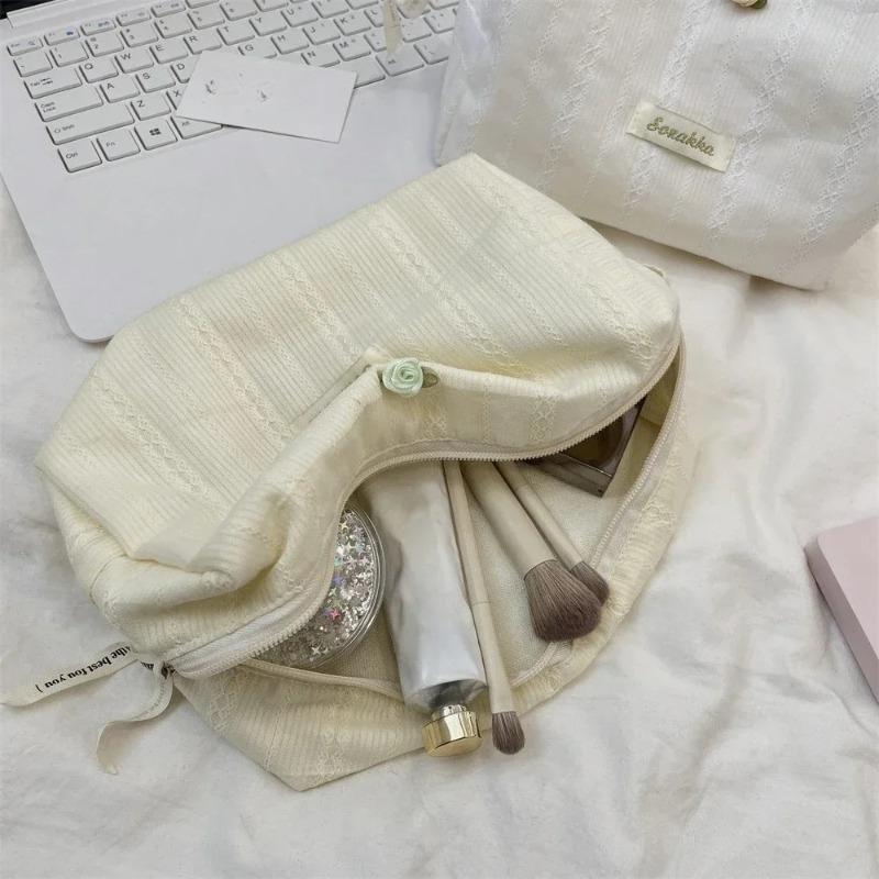 Cute Cosmetic Bag Yellow Pink White Makeup Pouch Portable Travel Toiletry Cosmetic Organizer Storage Bag for Women