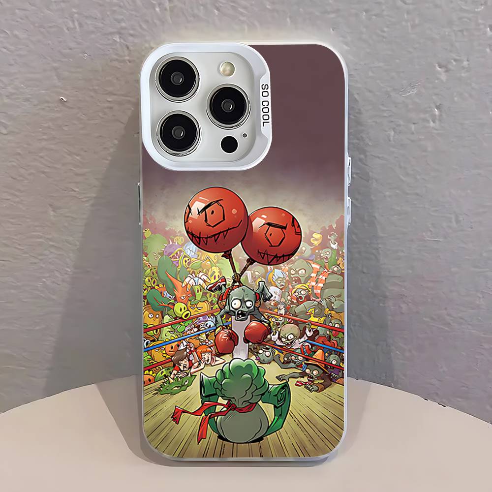 P-Plants Vs Zombies Game Phone Case For iPhone 12,16,17,14,13,15,11,Pro,XS,Max,Plus,Mini,SE4,E White Matte Shockproof Cover