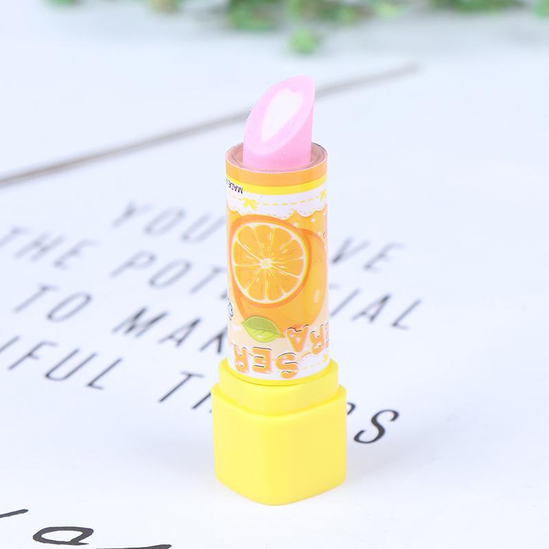 1Pc Child Lipstick Shaped Eraser Student Stationery Xmas Gift Pencil Erasers