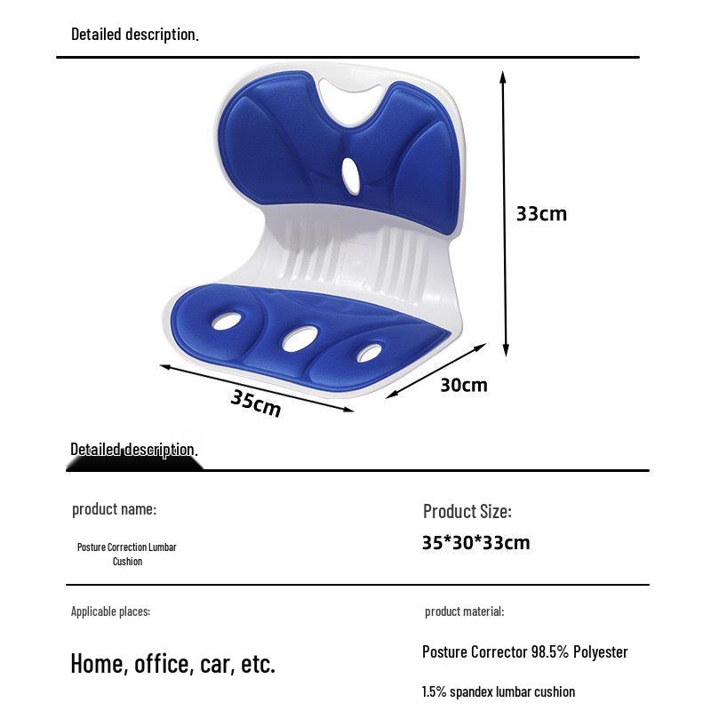 Ergonomic Lumbar Support Cushion & Posture Corrector with Cervical Traction for Office Use