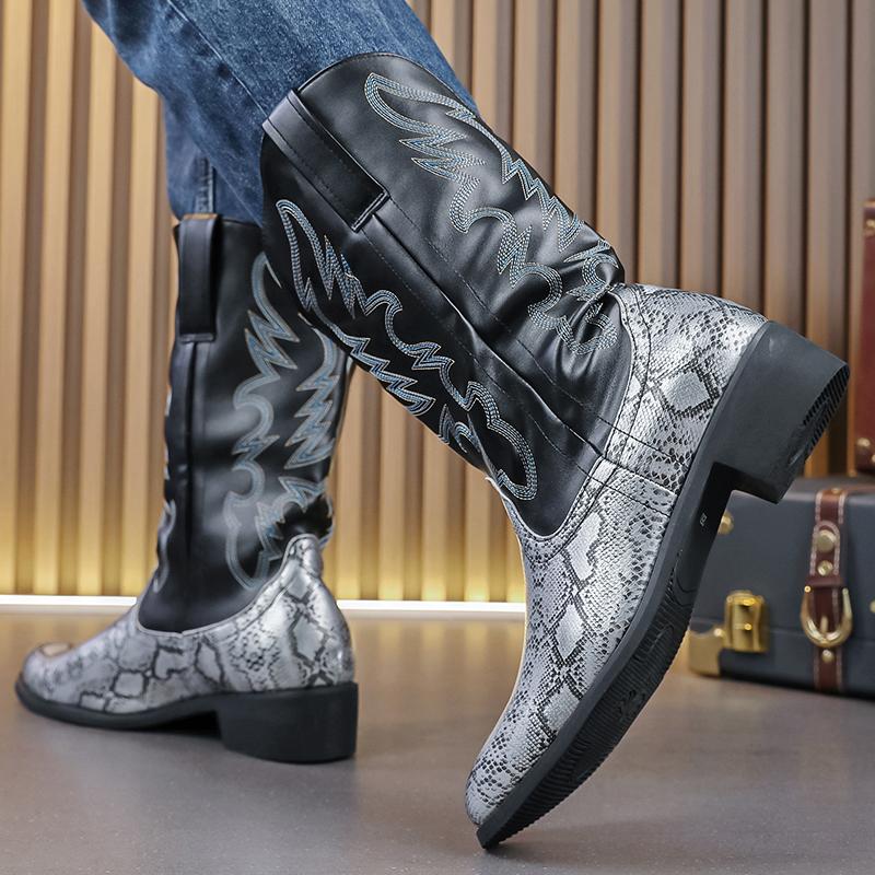 Fashion Autumn and Winter Men's Long Boots Fashion Designer Style Outdoor Street Walking Daily Party Motorcycle Black Plus Size 38-48