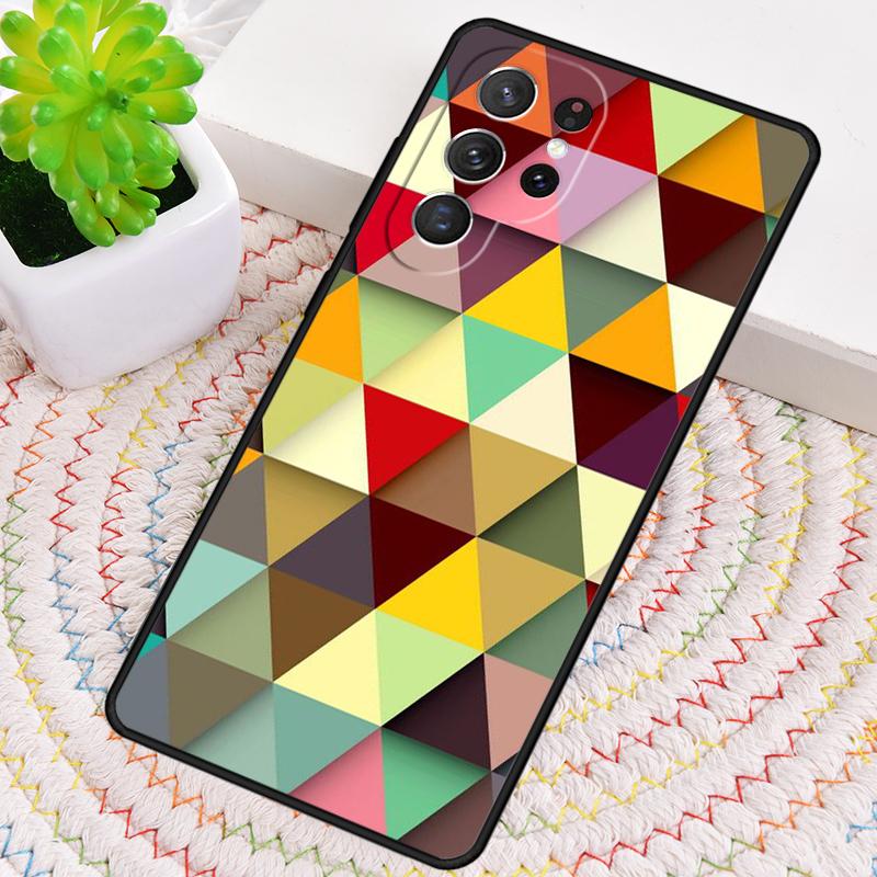 Geometric Stripy Triangle Silicone Phone Case For Samsung Galaxy note 10 pro S26 S25 S24 S23 S22 S21 Plus S25Ultra Capa Cover