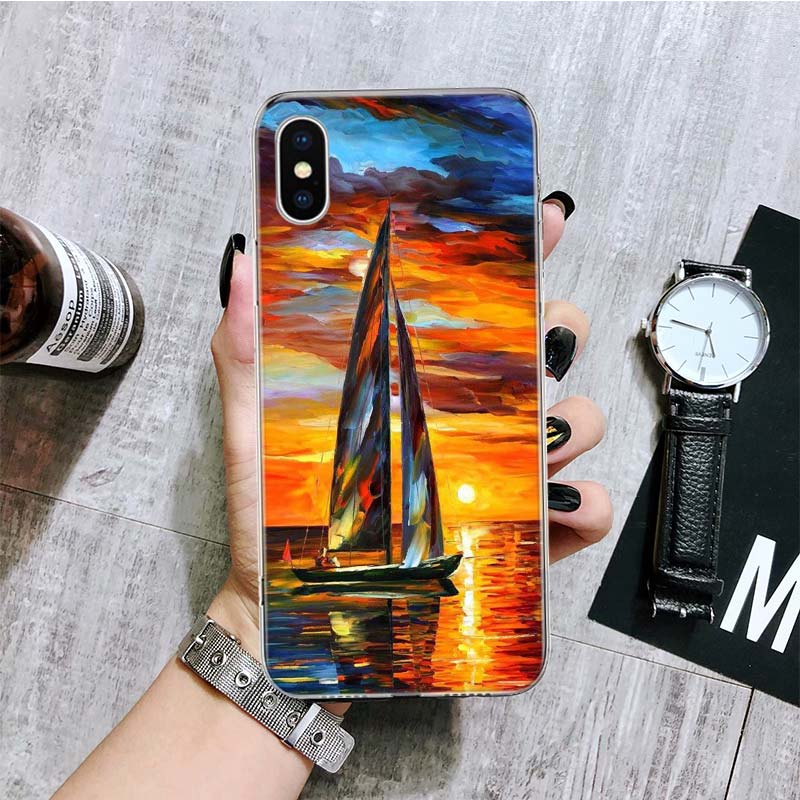Sailing Boat Phone Case For iPhone 17 Air 16 15 Plus 11 14 Pro Max 13 Mini 12 7 8 + SE Pattern Art Customized Cover 17 Air 16 15