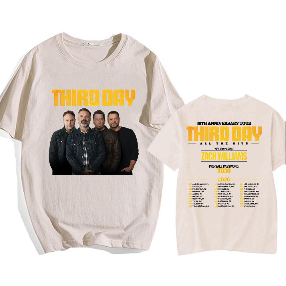 Third Day 30th Anniversary Tour 2026 T-shirt All The Hits Rock Band Fashion Tshirts Short Sleeve Cotton Male T Shirt O-neck Tees