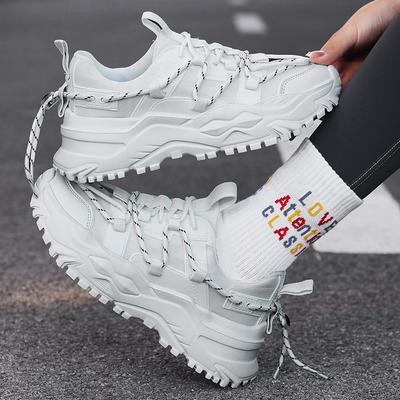 Women's Chunky Casual Dad Sneakers Street Sports Style Breathable Trendy Low Top Cross Shoelaces Wedges Running Trainers Shoes