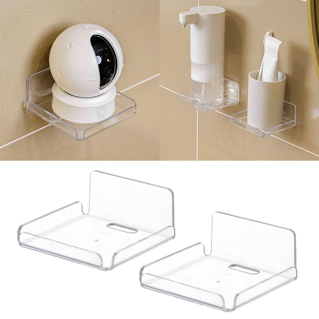 2pcs Adhesive Acrylic Shelf Wall Mount Shelves Floating Storage Rack No Drill Display Stand Bathroom Kitchen Organizers
