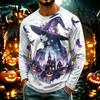 Men's Casual Long Sleeve Halloween Printed T-Shirt, Lightweight Neck Top for Daily Wear
