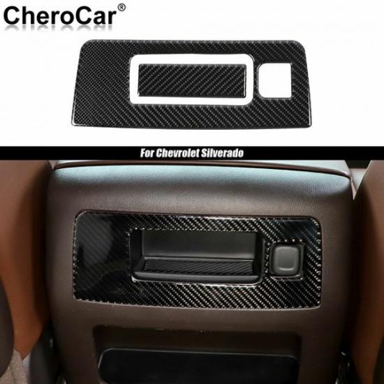 Soft Carbon Fiber Armrest Storage Box Trim For 14-18 Chevy Silverado CMC Sierra