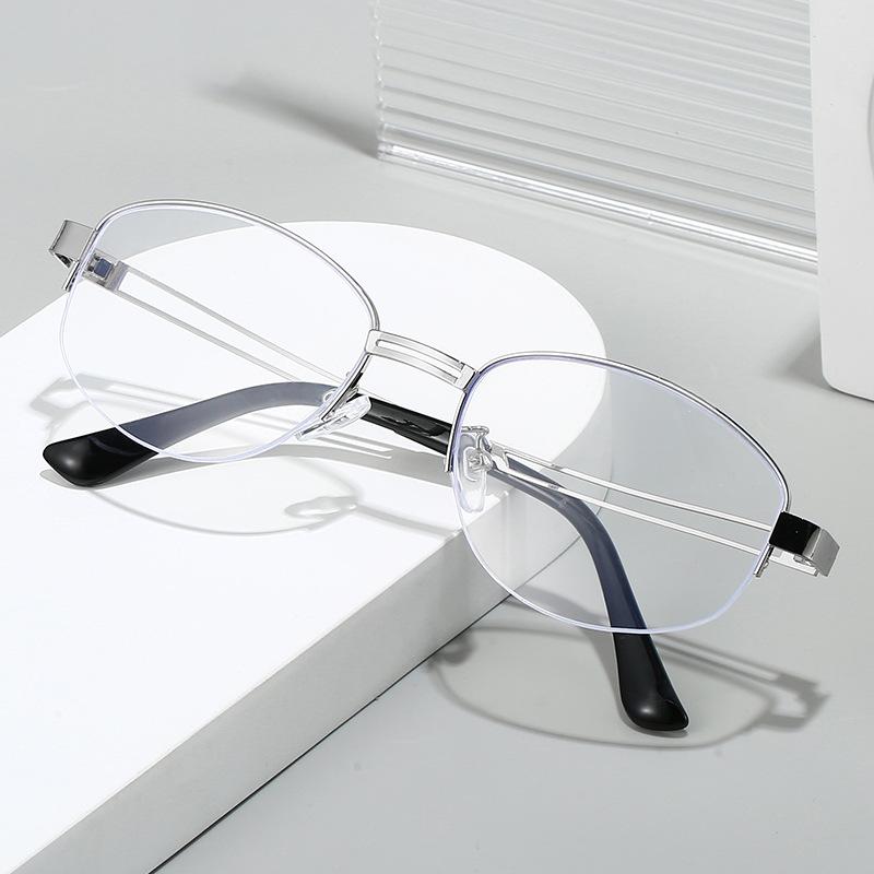 Neutrale Mode Blaulicht-Myopiebrille Neue Retro Ovale Halbrand-Myopiebrille Deluxe HD Blaulichtbrille -4.0