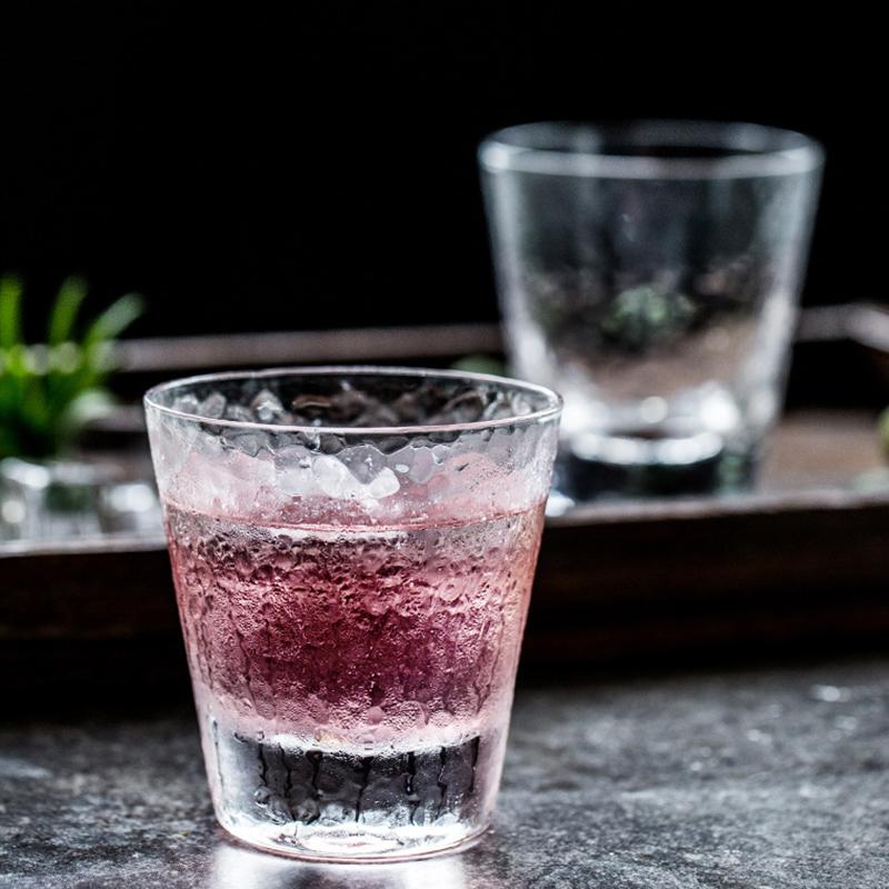 330ml Glasses Transparent Water Cup Beverage Cup Embossed Glass Heat-resistant Tea Cup  Creative Hammer Pattern Glass