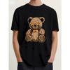 Interesting Print Men's Cotton T-shirt, Summer, Round Neck Short Sleeve, Fashion Trend, Outdoor, Leisure, Machine Washable Teddy Bear