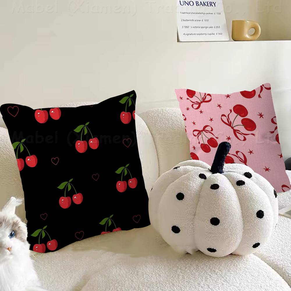 Red Cherry Fruit Creative Personalized Pillow Cover Kids Bedroom Wild Party Decor Pillowcase Kid Birthday Shower Gift