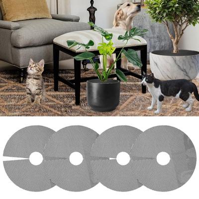 Lot de 4 grilles de protection pour pots de fleurs, protection contre les chats qui creusent, avec piquets, découpables, pour intérieur et extérieur
