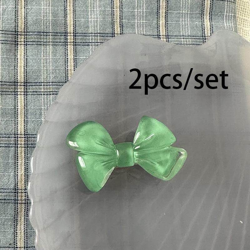 2 Stück/Set Niedliche Neue Schleifen Haarspange Acryl Seitenstift Einfarbig Haarspangen Damen Haaraccessoires