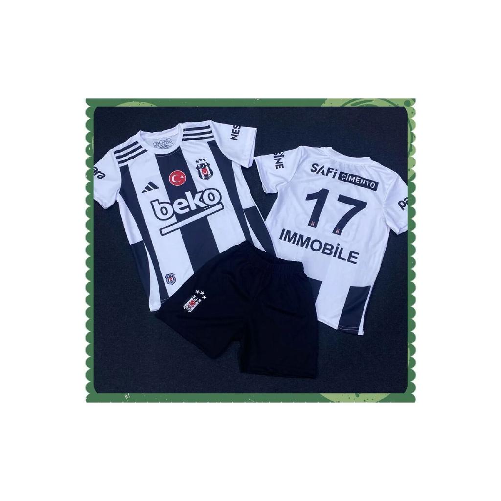 Beikt- Cro mmobile 17 Black/white 2024/2025 New Season Kids 3-piece Football Fan Jersey M.s