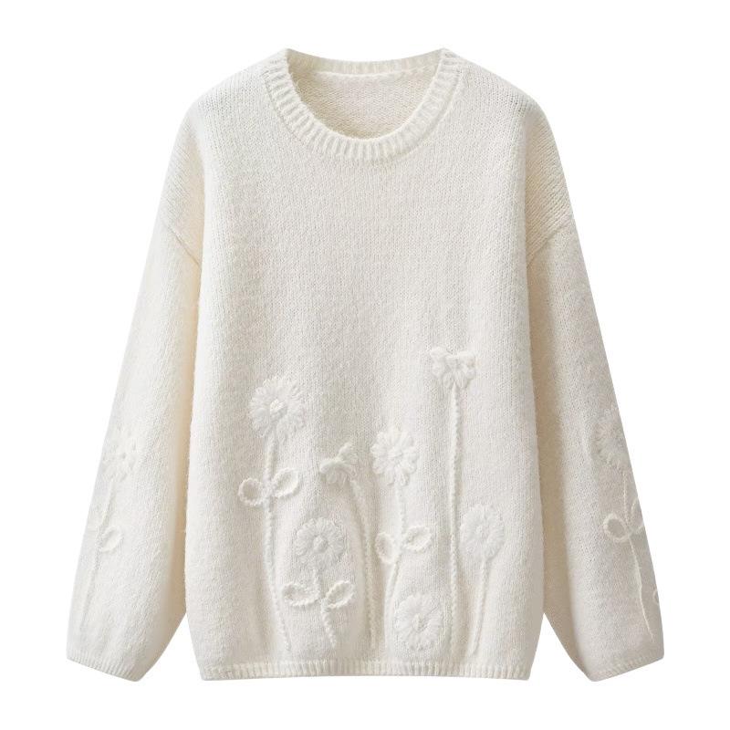 Women's Autumn 2026 Stylish Loose Jacquard Knit Pullover Sweater