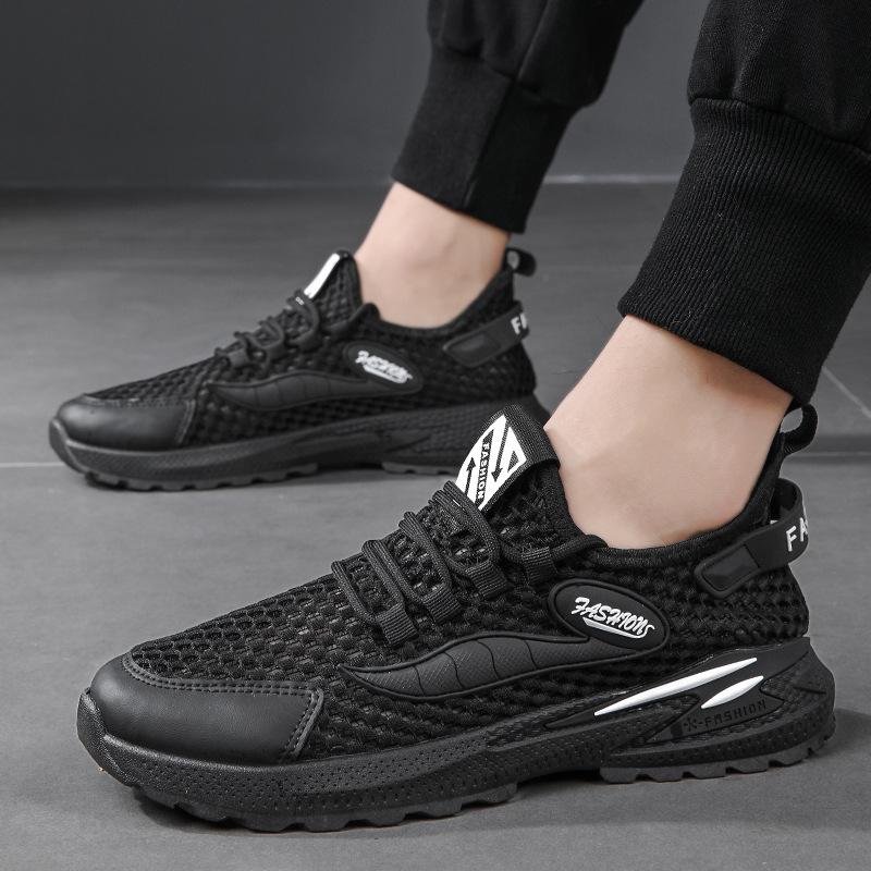 Summer New Versatile Men's Shoes Mesh Breathable Fly-woven Soft Sole Comfortable Casual Shoes Youth Campus Style Student Shoes