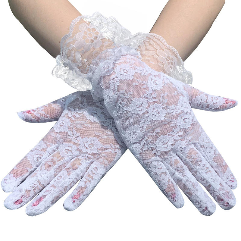 Women's Lace Floral Opera Tea Party Gloves Elegant Wrist Length Bridal Wedding Prom Gloves Costume Accessories