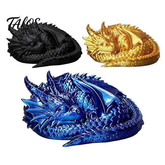 Cute Dragon Toy for Collectors 3D Printed Golden Statue, Fantasy Desktop Ornament, Collectible Creative Room Accessory Art Craft Toy, Unique Gift Kids