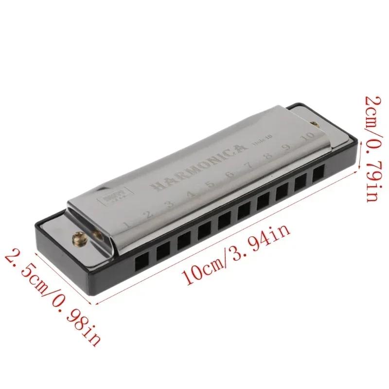 Titanium Copper Core 10 Hole Blues Harmonica Metal Harmonica Key Of C Chromatic Scale Harmonica With Box For Beginner Kids