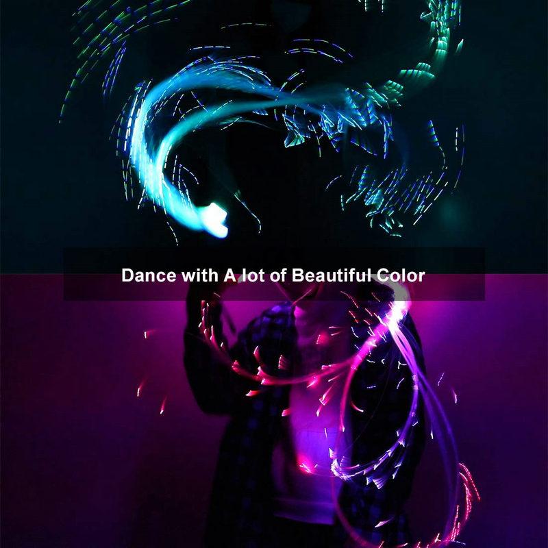 Rechargeable LED Fiber Optic Whip Pixel Light-up Whips Light Flow Toy Perfect for Dance Parties Light Shows Rave EDM Music Show