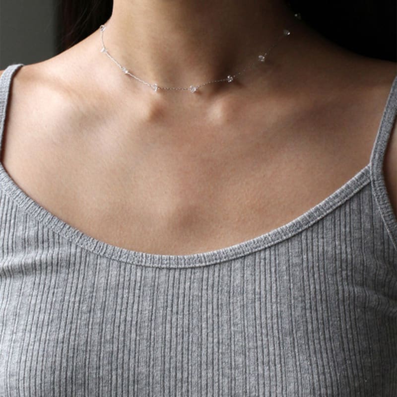 

NORMALLEE [White gold] Glass Necklace Silver (+White Gold Plated)