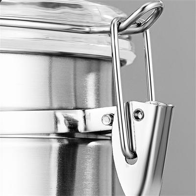 1pc/4pcs Stainless Steel Airtight Food Storage Canister Set with Clear Lid, Containers Sets for Kitchen Counter for Sugar, Flour