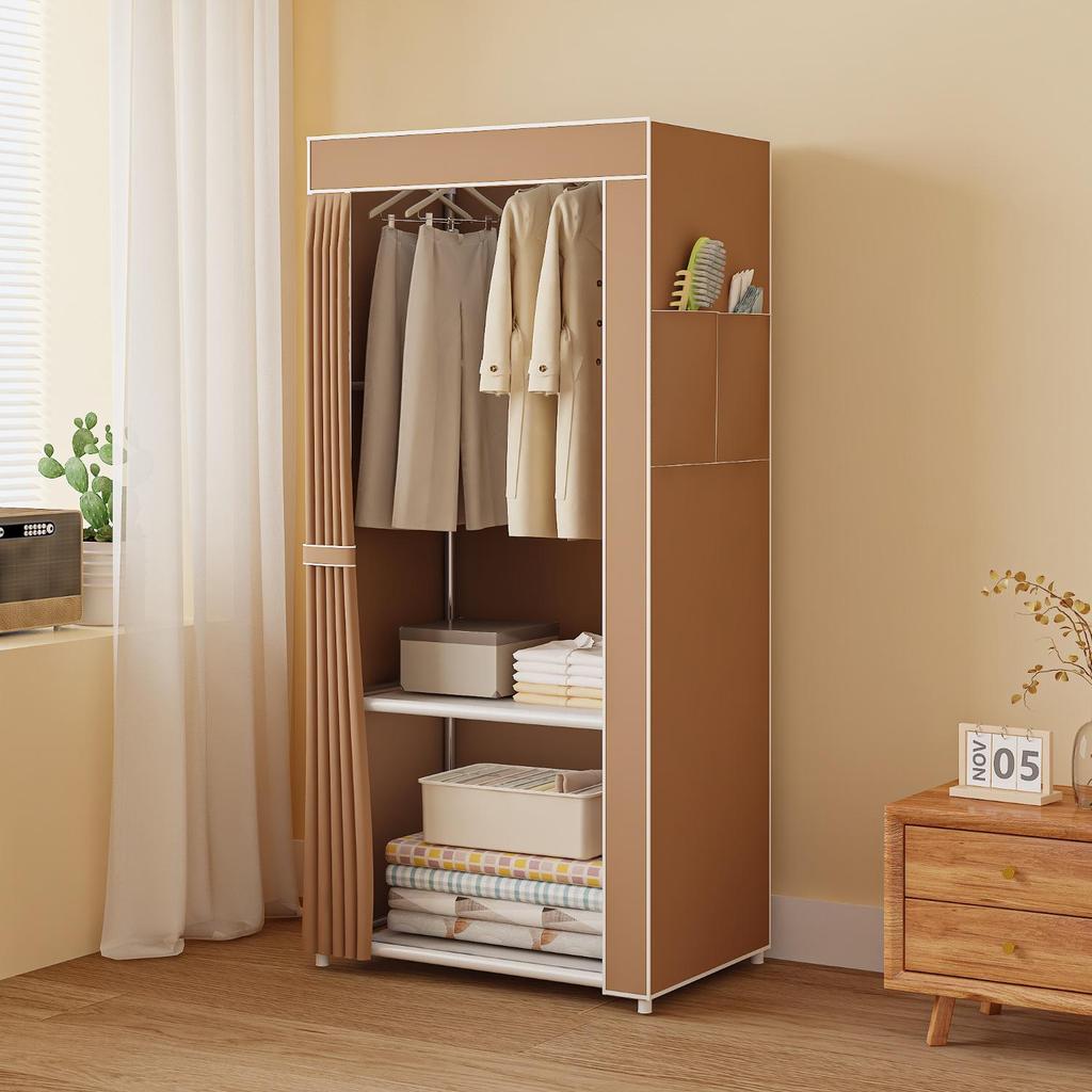 Multi-layer Wardrobe: Metal Coat Rack with Hangers & Storage Shelves for Dorms and Rentals