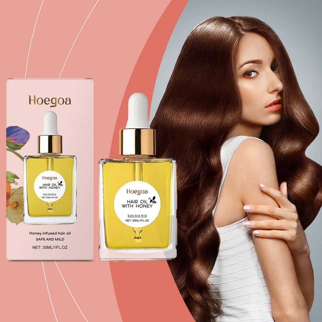 HOEGOA Honey Nourishing Hair Oil Scalp Care Essence nourishes the scalp, absorbs nutrients, and smoothes hair.