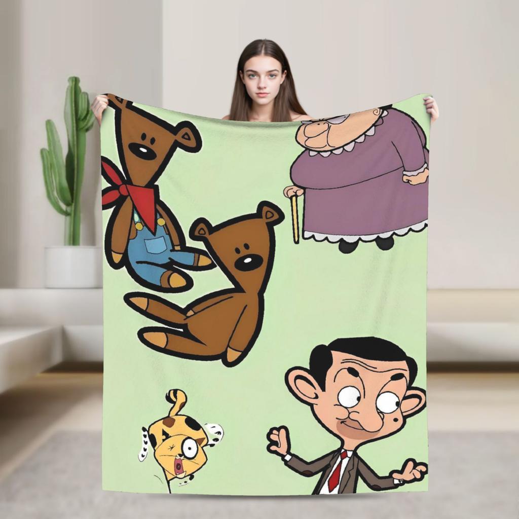 Mr Beans  Flannel Blankets Winter  Soft Durable Bedding Throws for Kids Adult Couch Bed Novelty Bedspread Sofa Bed Cover