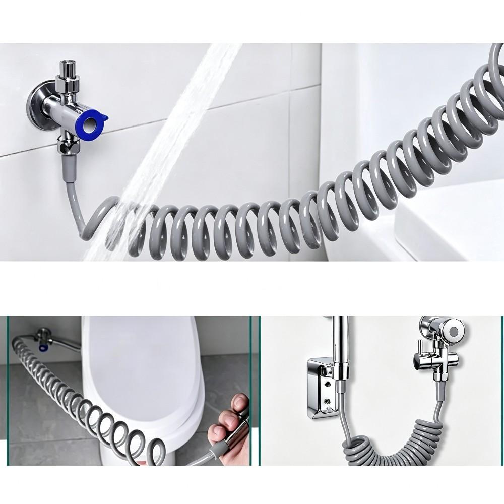 Handheld Toilet Floor Flushing Nozzle 304 Stainless Steel with 1.5m Extendable to 3m Hose for Toilet Hygiene And Pet Cleaning