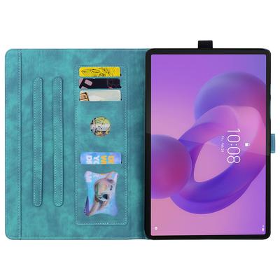 For Lenovo Tab K10C/Tab E10C Case Card Slots Leather Tablet Stand Folio Cover Flower Cat