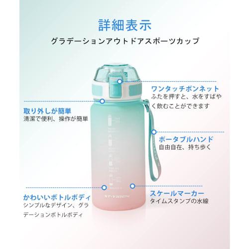 Ulable Water Bottle, Large Capacity Water Bottle with One-Touch Opening and Time Marker, Ultra-Lightweight, Cold and Heat Resistant, Portable, Leak-Pr