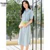 Elegant Short Sleeve Commuter Shirt Dress with Tie-Waist