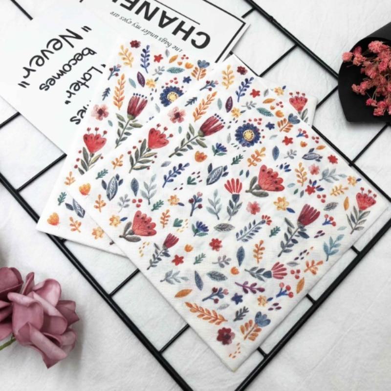 Disposable Party Napkin Double Layer 20 Pieces/Pack Fresh Flowers and Plants