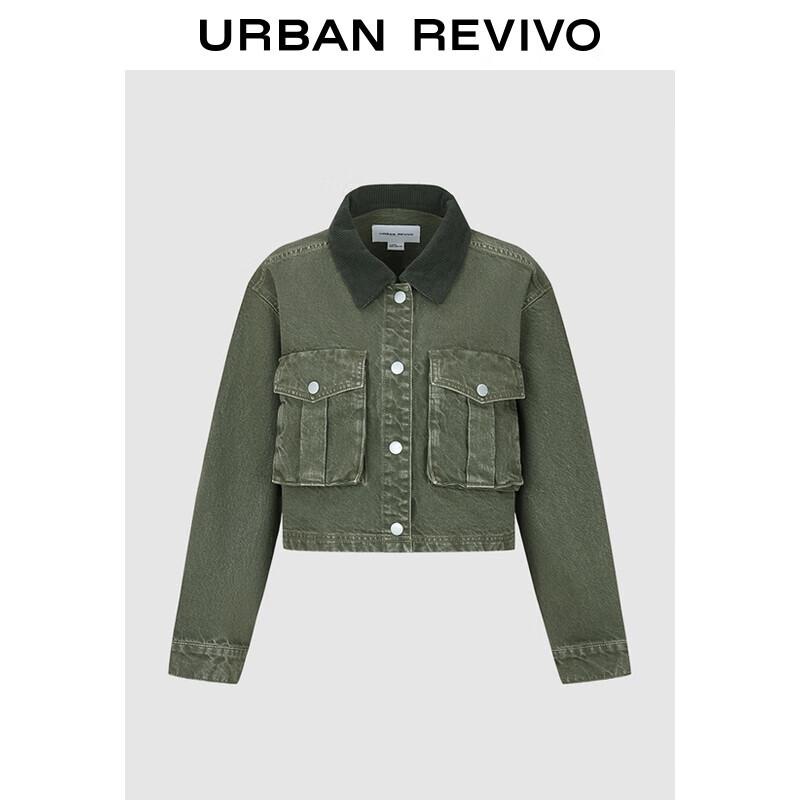 

Женская джинсовая куртка UR в американском ретро-стиле, рабочая одежда, накладные карманы, короткая S