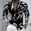 Camicia da uomo alla moda stampata a maniche lunghe, colletto alla moda, monopetto, top casual alla moda da uomo