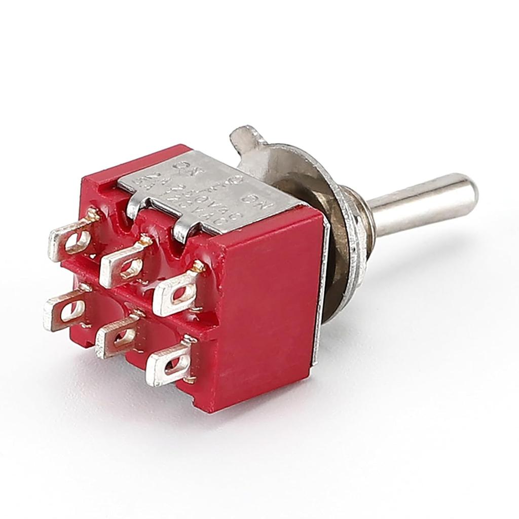 5PCS DPDT Mini Toggle Switch 6 Pin 3 Position 6mm Miniature ON/Off/ON Switch MTS-203 for Auto Car Boat Truck Car Dashboard Electronic Devices 6A 125V