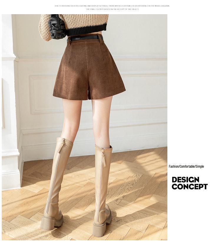 Women's High Waist Corduroy A-line Wide Leg Shorts - Autumn/Winter 2025 Collection
