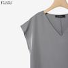 ZANZEA Women Short Sleeve Blouse and Long Pants Summer Two Piece Suit Sets
