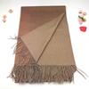 Solid color versatile imitation cashmere men's and women's winter thickened warm double-sided two-color shawl fringed scarf