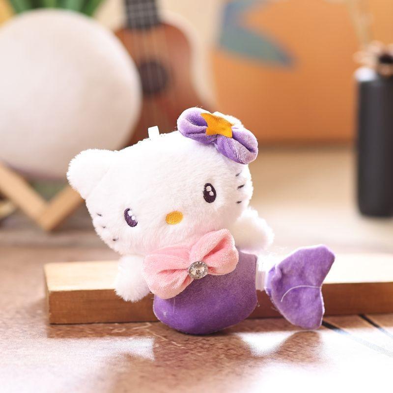Cute Hellokitty Plush Keychain With Tail For Bags And Gifts