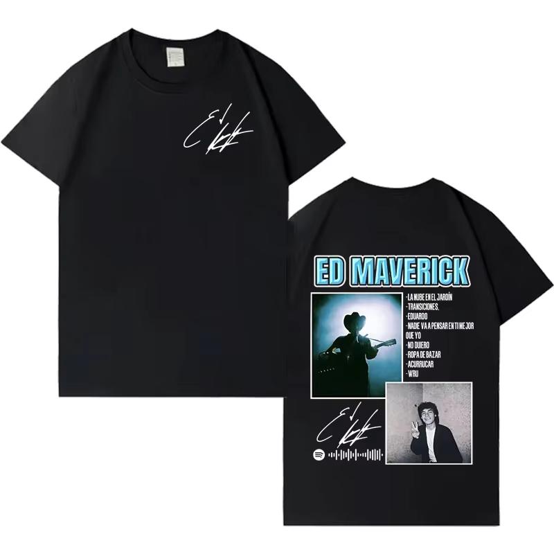 

2026 Hot Singer Ed Maverick Gothic Tee Men Women Fashion Crewneck Loose Short-sleeved Cotton T-shirts Teenagers Streetwear -... S разноцветный