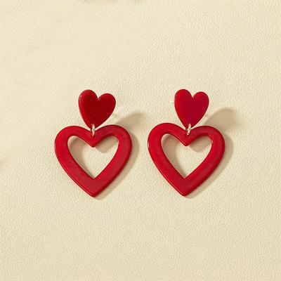 European & American Style Hollow Heart Acrylic Earrings - Hot Selling Peach Heart Design
