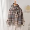 Korean Retro Plaid Autumn and Winter Warm and Cold Scarf Shawl Commuting Versatile Couple Tassel Imitation Cashmere Scarf