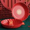 4Pcs Red Wedding Snack Tray Round Plastic Chinese  Year Nut Fruit Plate Chinese Thickened Serving Tray Entertainment