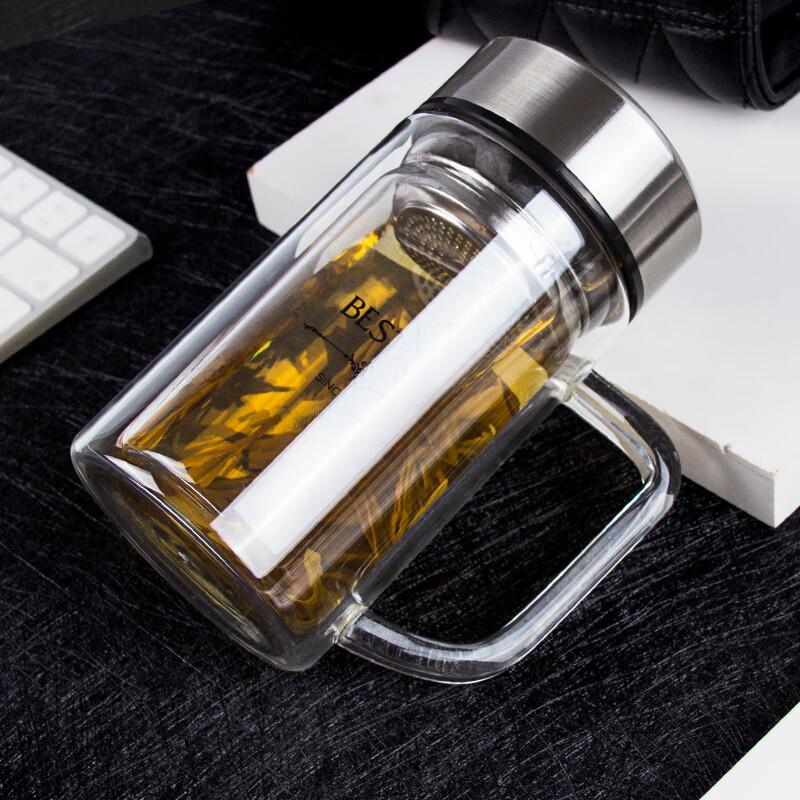 BESTJOY Fuguang Double-Layer Glass Office Cup with Tea Infuser